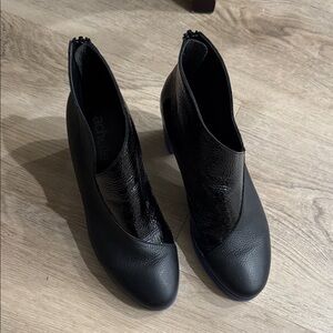 Black Mixed-Material Ankle Booties